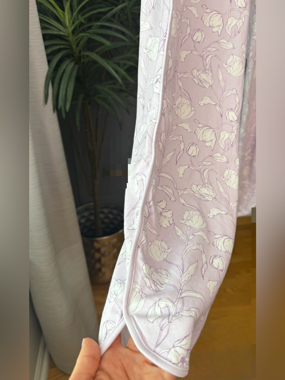 LAKE Pima Cotton Wildflower Vine Floral PJ Set Lavender M Pants Short Sleeve Top - Picture 11 of 16